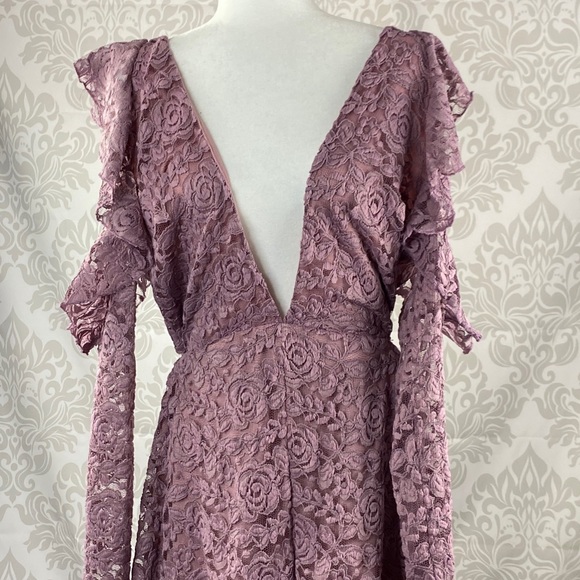 Purple Lace Ruffle Romper - Picture 3 of 4